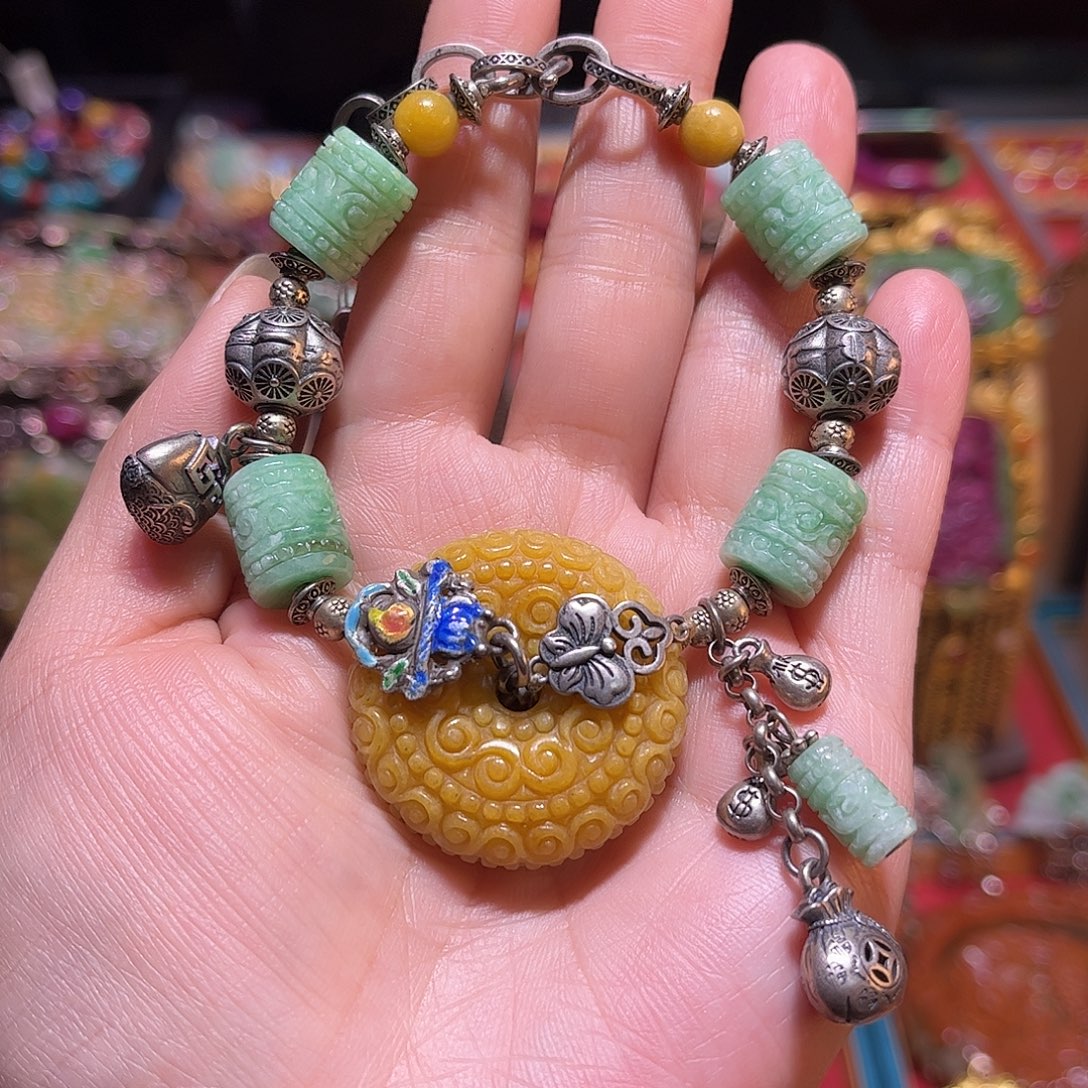 翡翠未镶嵌手链翡翠老银手链