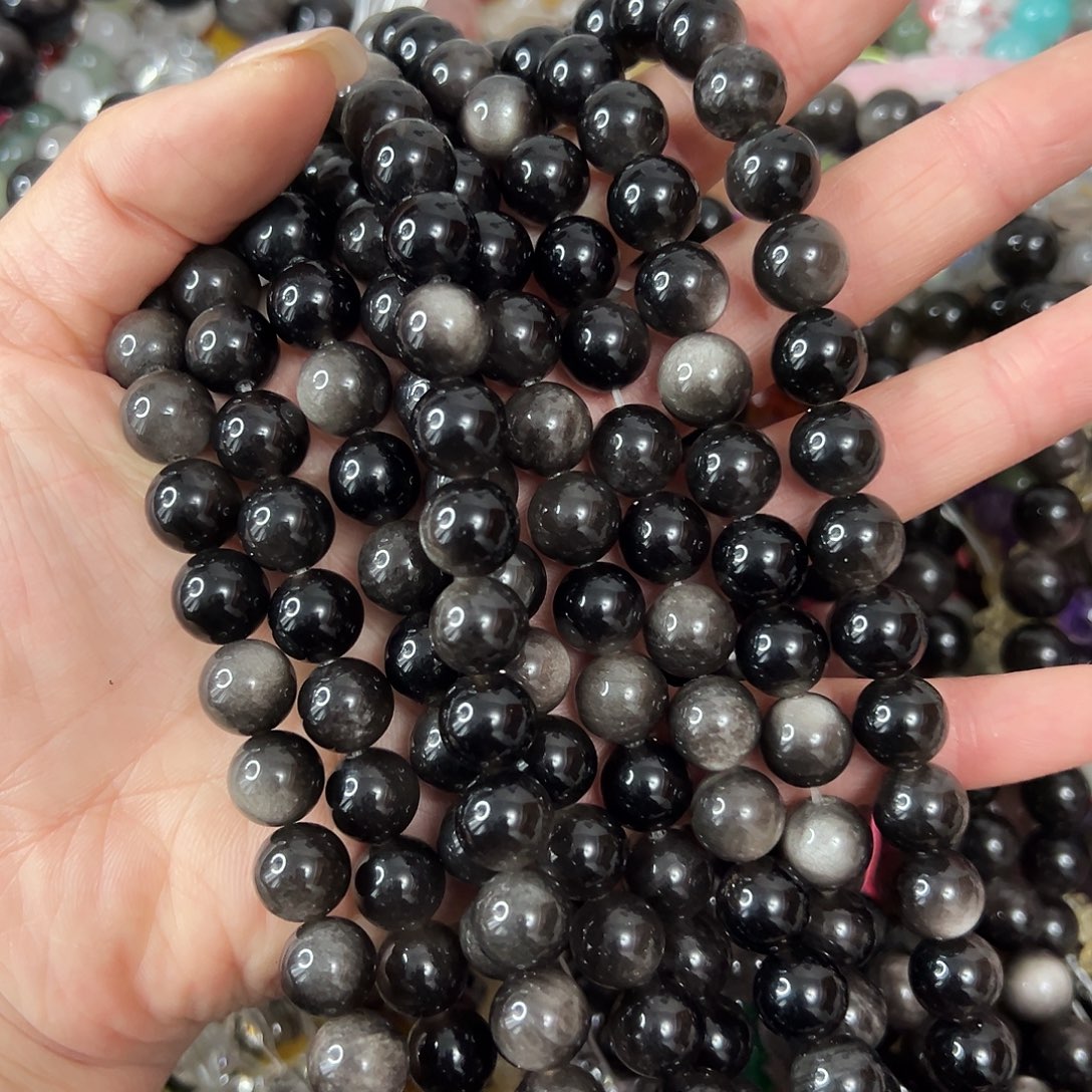 玛瑙/玉髓未镶嵌珠宝半成品，A级卡10银耀石一条