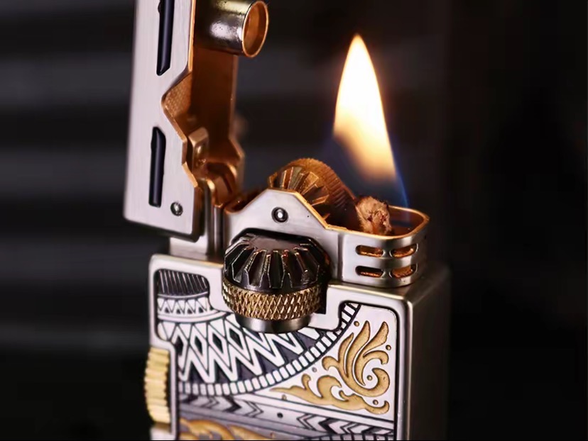 创意彼岸花曼陀罗元素双齿轮联动打火机个性点烟器