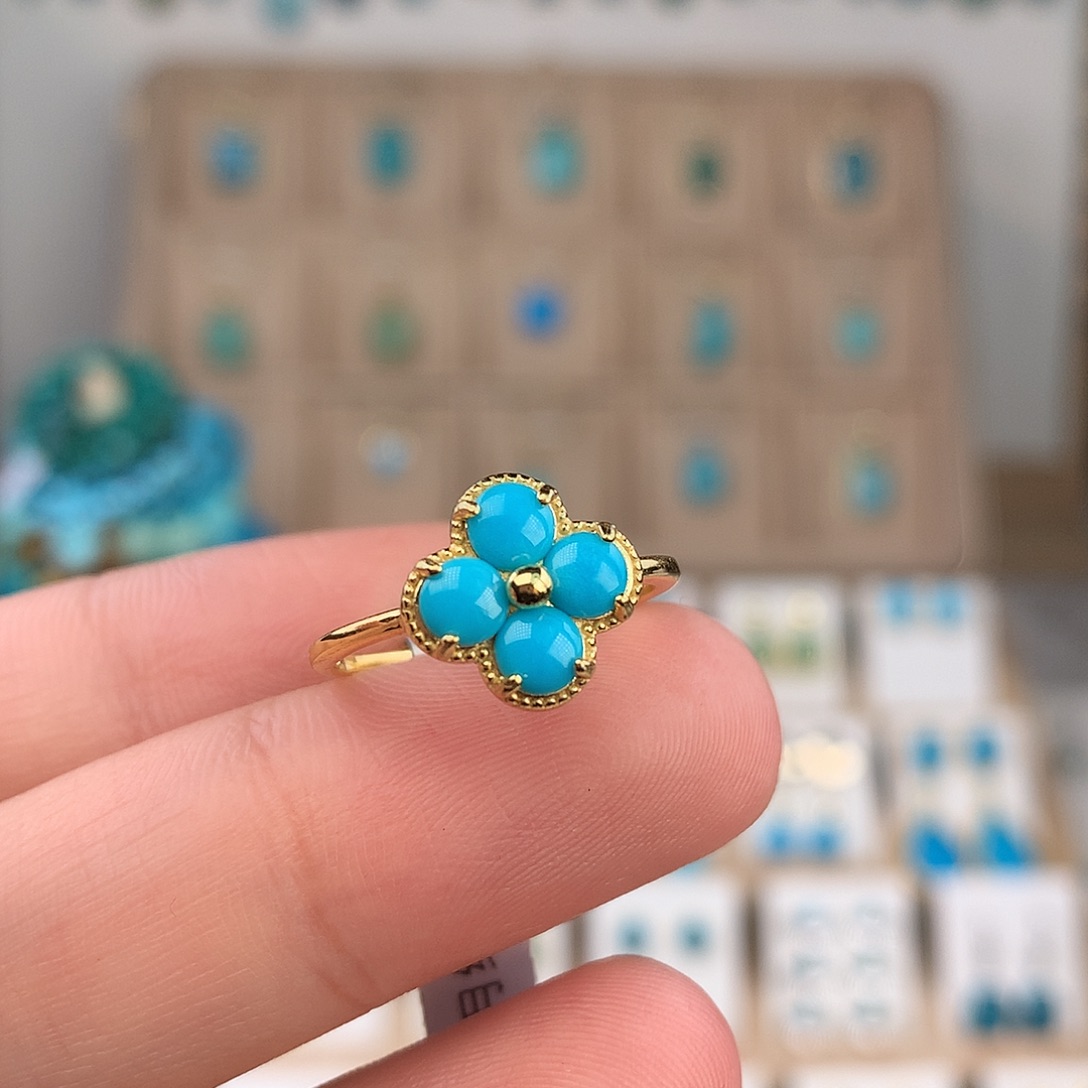 绿松石银S925镶嵌戒指