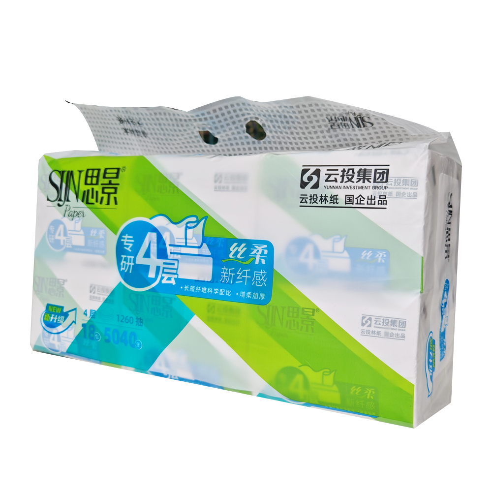 思景SJ-3068丝柔面巾纸4层18包