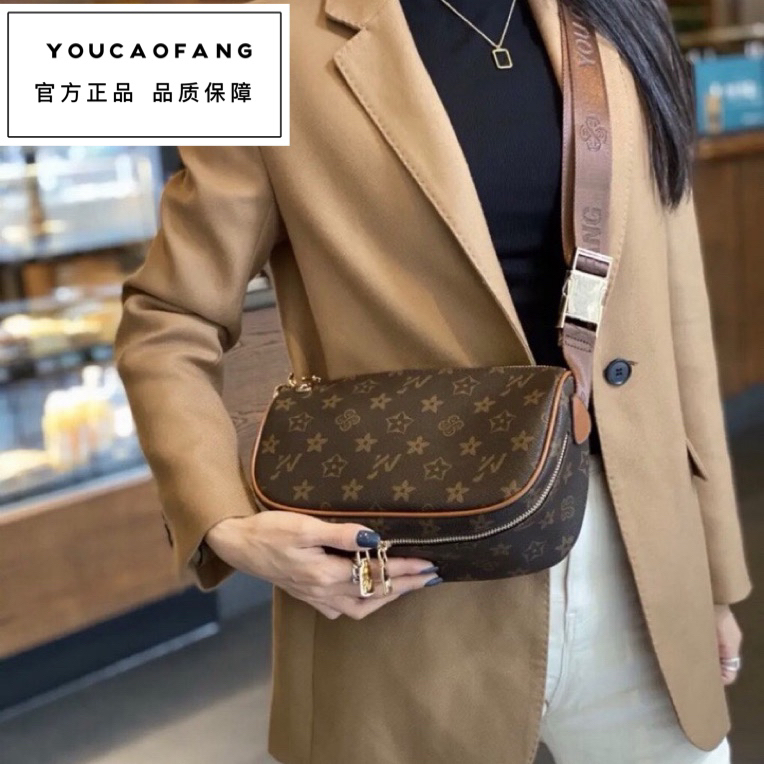 YOUCAOFANG/优草坊新款饺子包复古简约百搭大容量单肩斜挎包女士