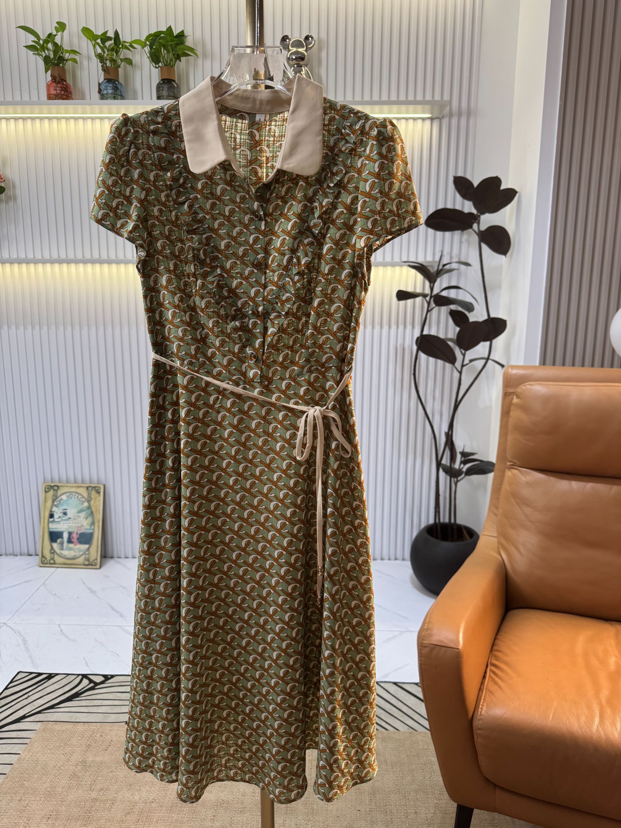 【JX142绿色气质裙】麦多多专属2025时尚百搭洋气夏季中长款连衣裙