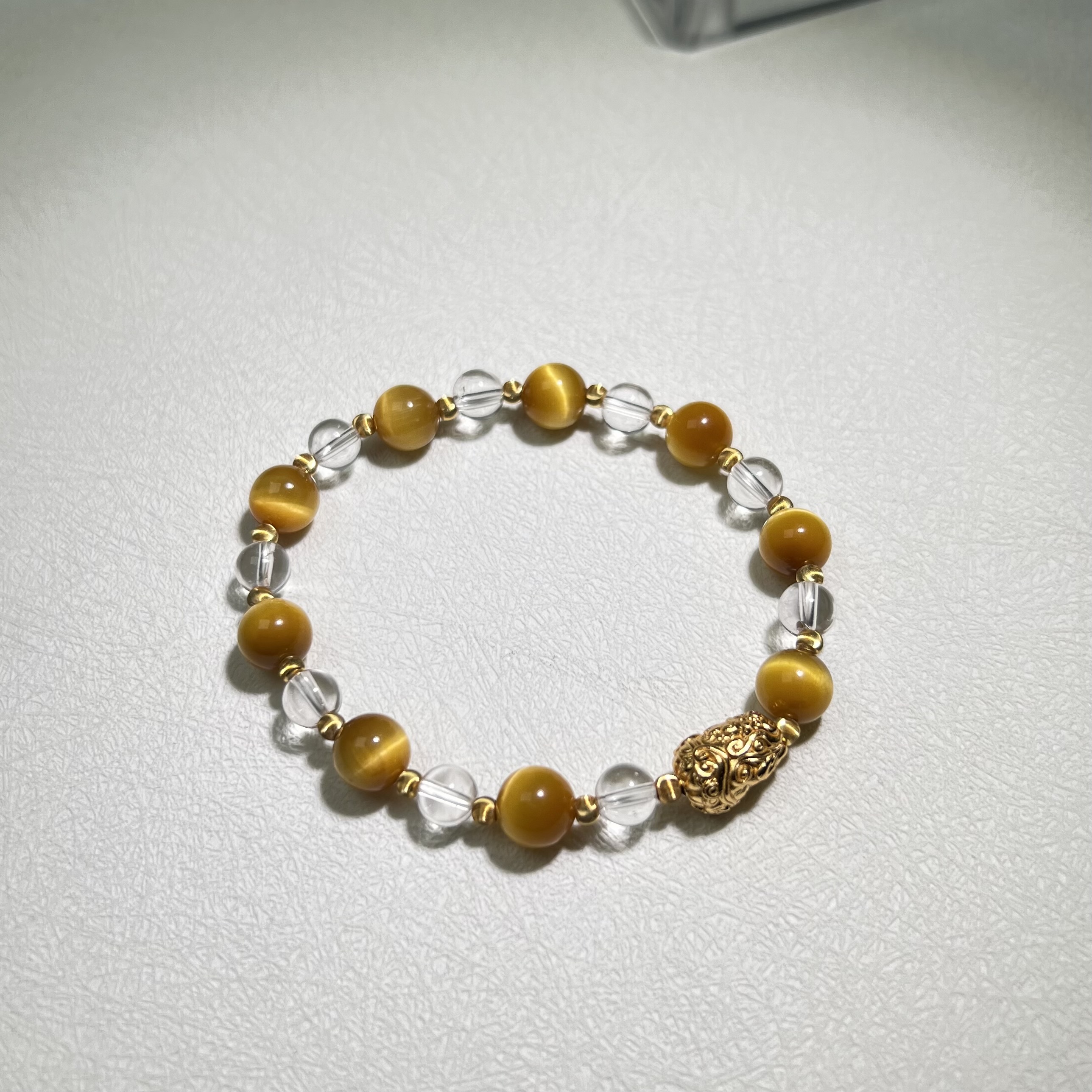 黄虎眼象神白水晶设计款手串 KT24120721