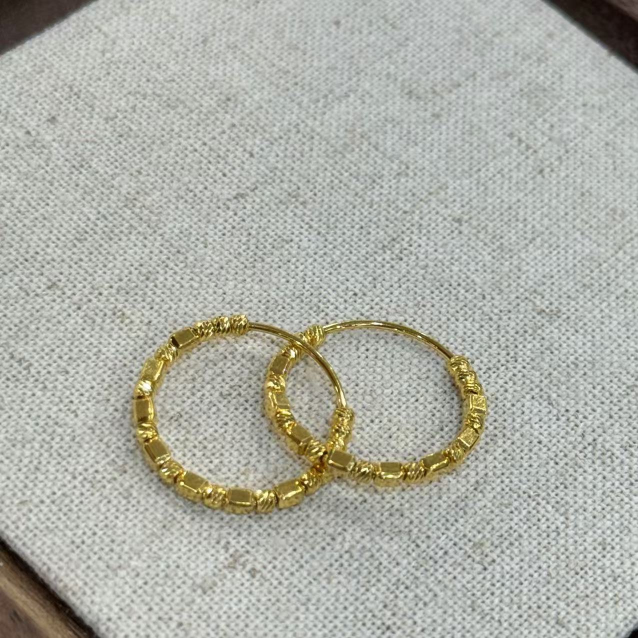 待定E【蹦迪方糖耳圈】-足金999精工5耳饰