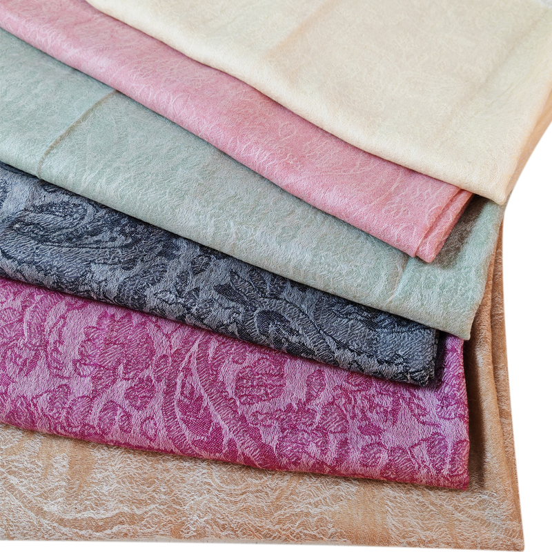 内蒙古冬款羊绒腰果提花大披肩200支水溶羊绒提花围巾戒指绒披肩