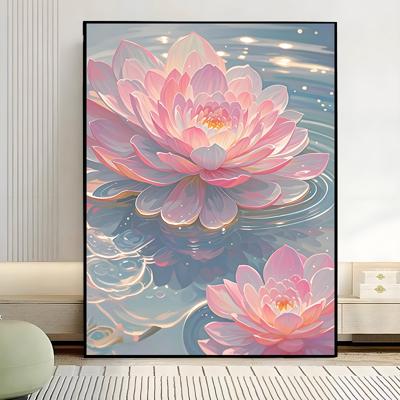 奶油风花卉数字油画厚涂画画diy填色丙烯颜料绘画手绘装饰画礼物
