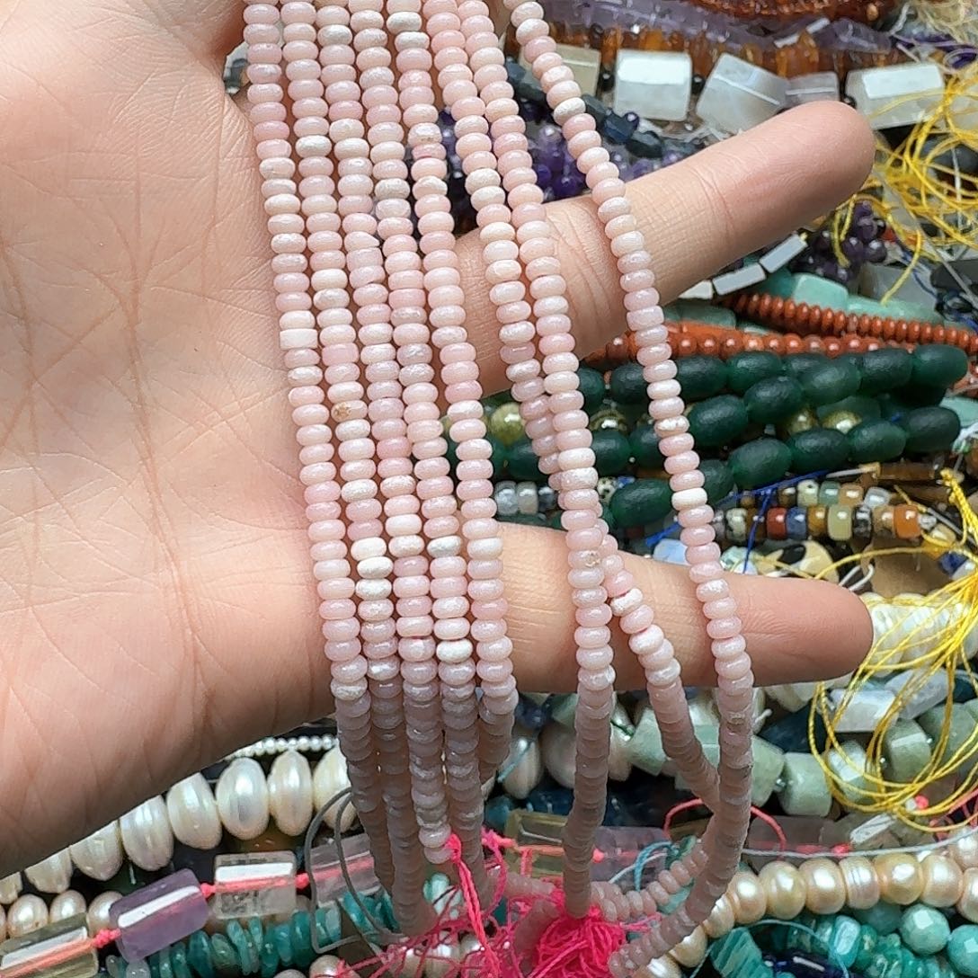 玛瑙/玉髓合金珠宝半成品一条4mm粉澳宝算盘