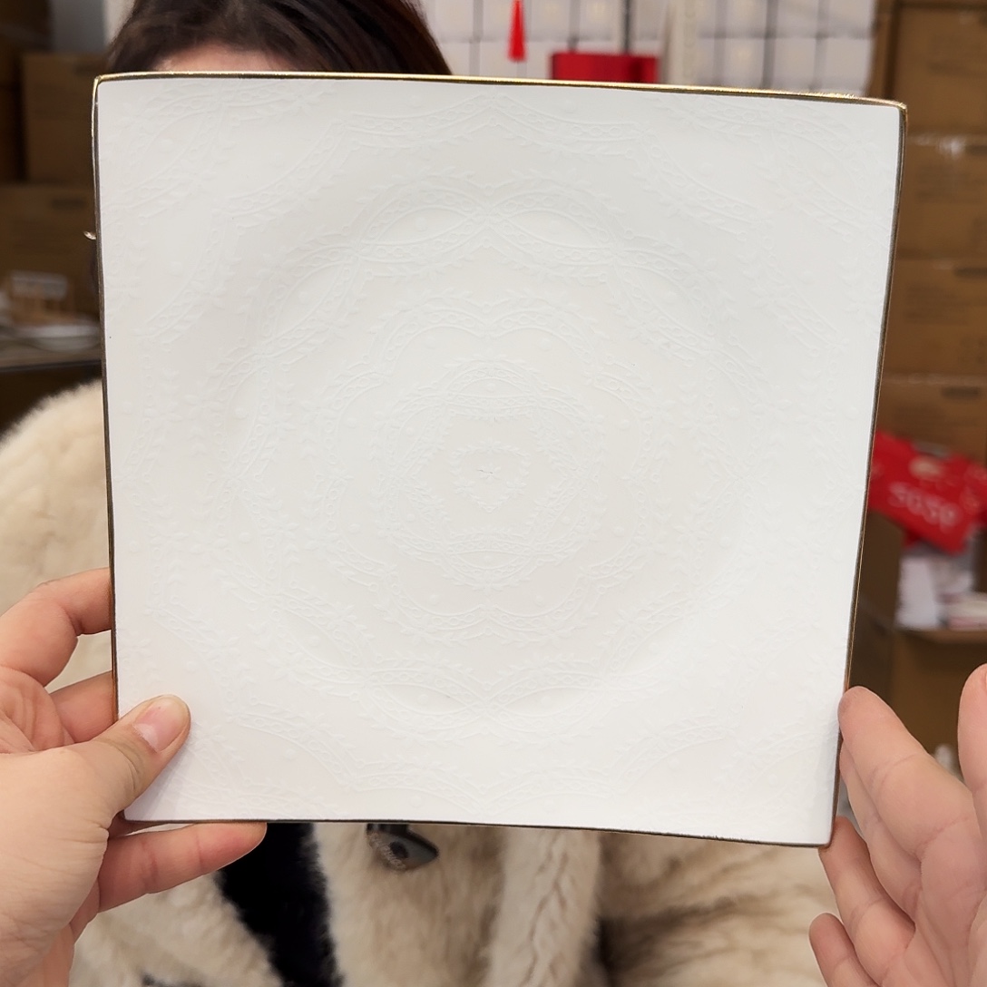 骨瓷高骨骨瓷8.5英寸22cm方盘一只外贸骨瓷