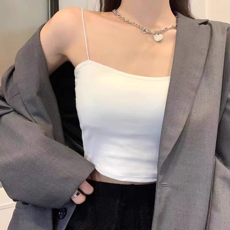 简约春夏性感风纯色运动吊带背心韩版外穿美背无钢圈