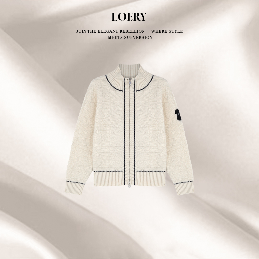 LOERY【空心格编号225】软糯菱格高级感简约线条针织外套-12092