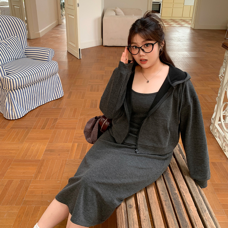 时尚开衫休闲风秋季时尚套装吊带裙子针织韩版休闲