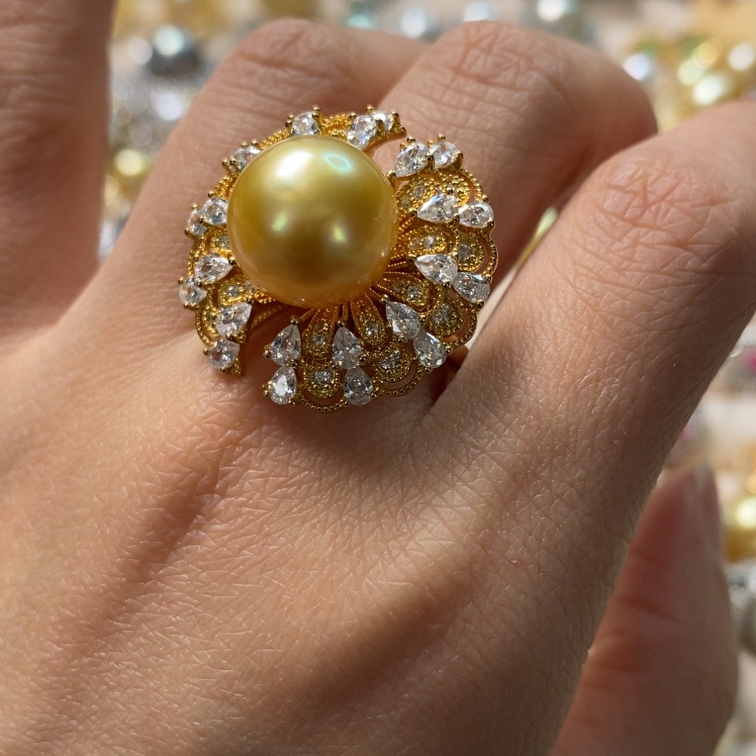 海水珍珠戒圈银S925镶嵌