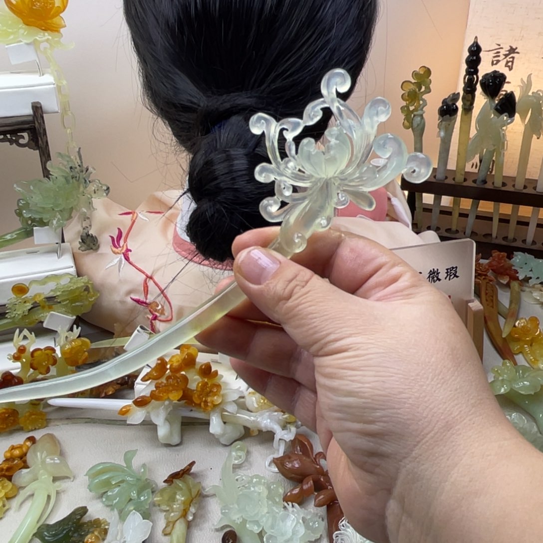 蛇纹石玉合金发饰