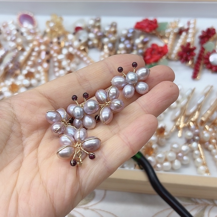 淡水珍珠发饰银S925镶嵌