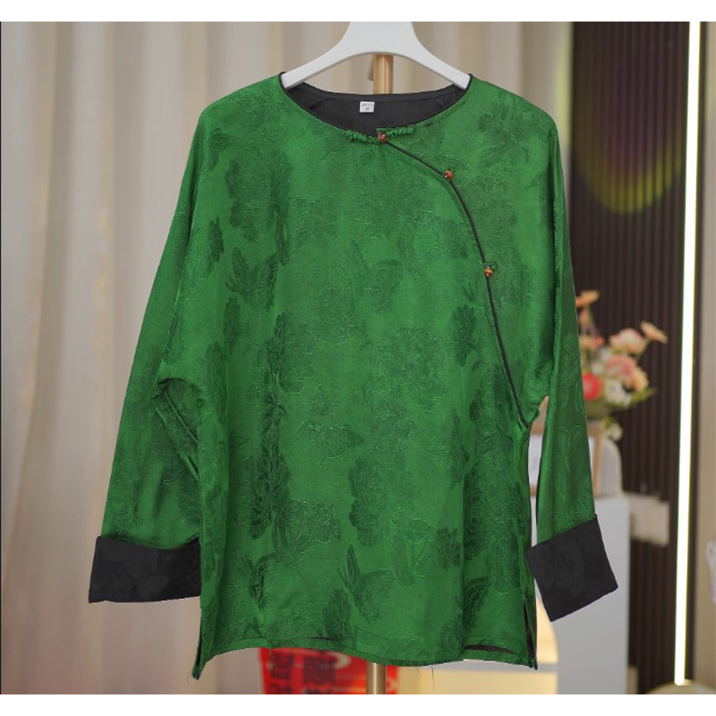 套头蝴蝶缂丝-重磅女显瘦套头圆领简约风上衣