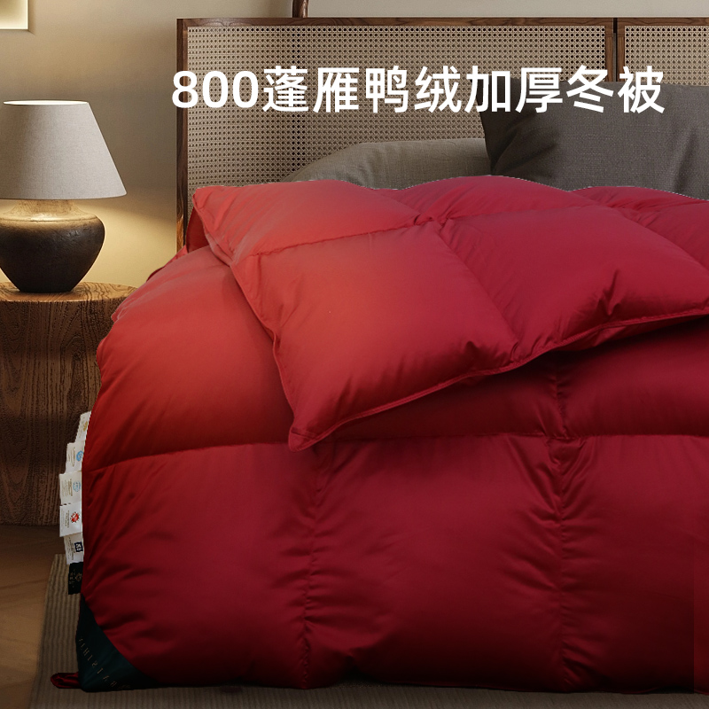 【专柜尾单】95冰城雁鸭绒超柔静音面料800蓬高货红色加厚冬被婚被