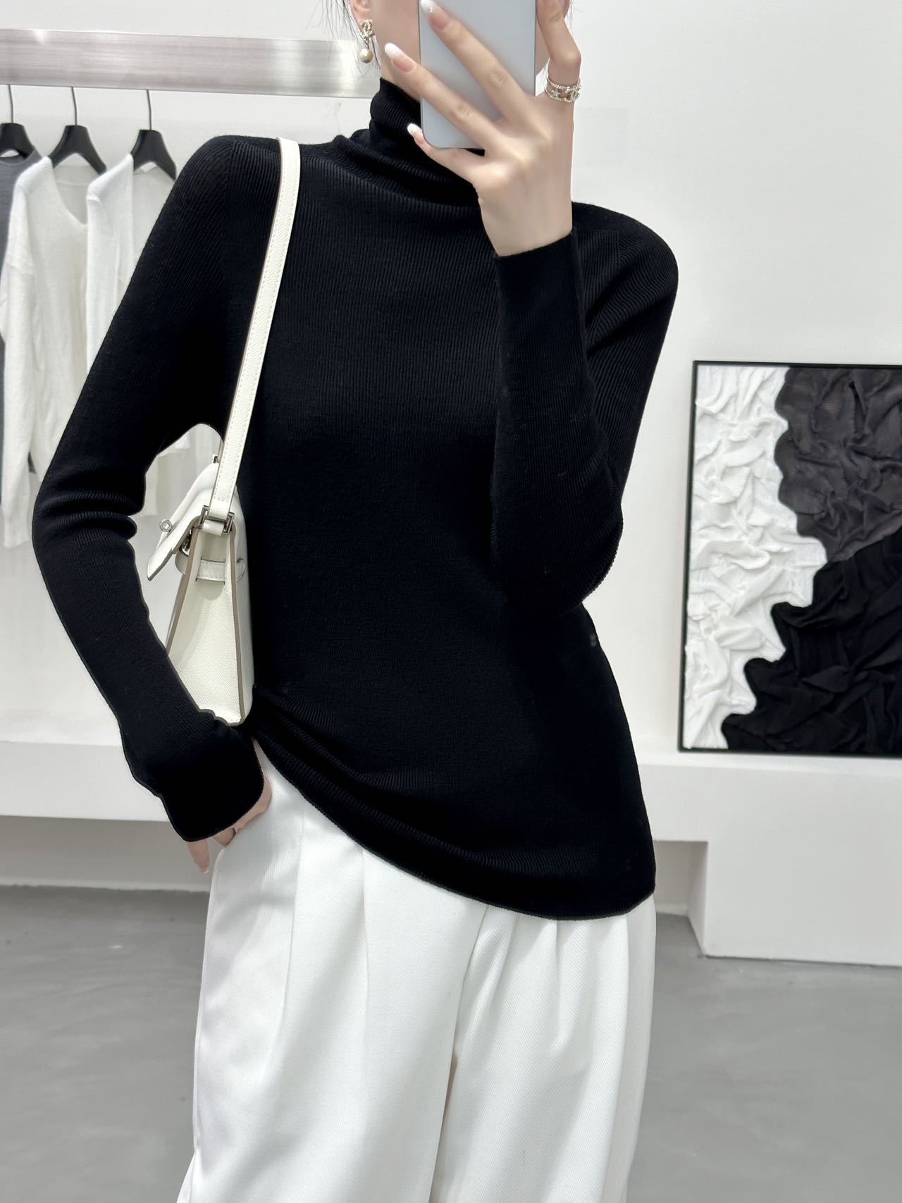 2025冬100%美丽诺精纺羊毛（扬子纱）高领 无缝一体羊毛衫