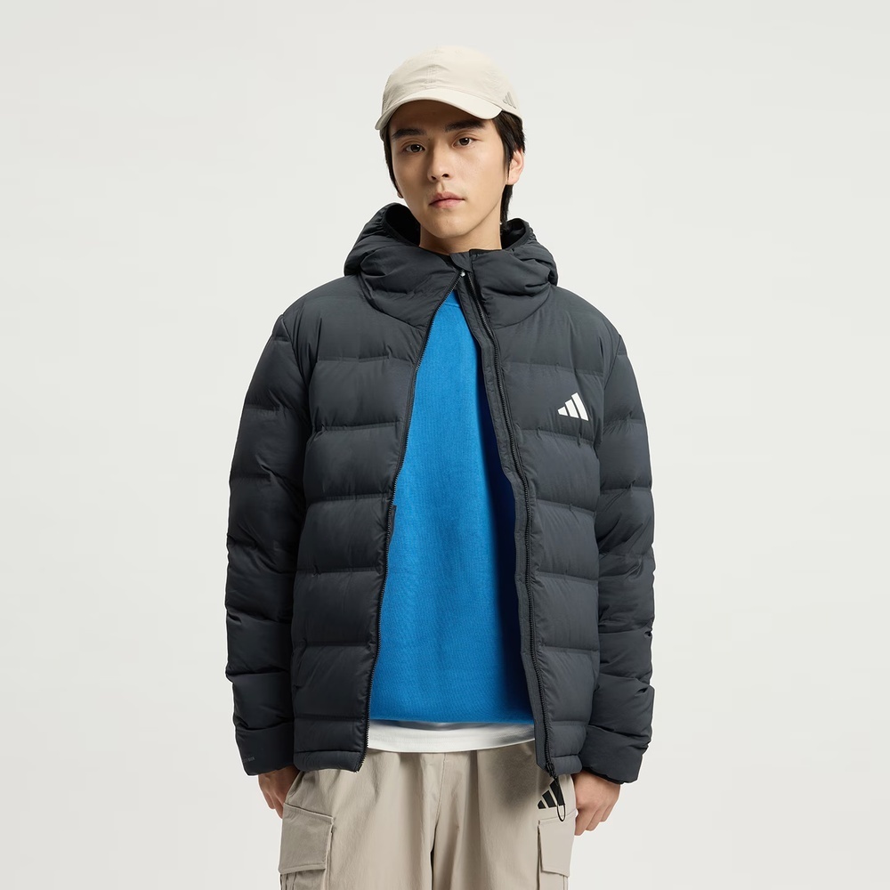 adidas阿迪达斯男子连帽保暖短款羽绒服运动休闲冬季外套KH3993