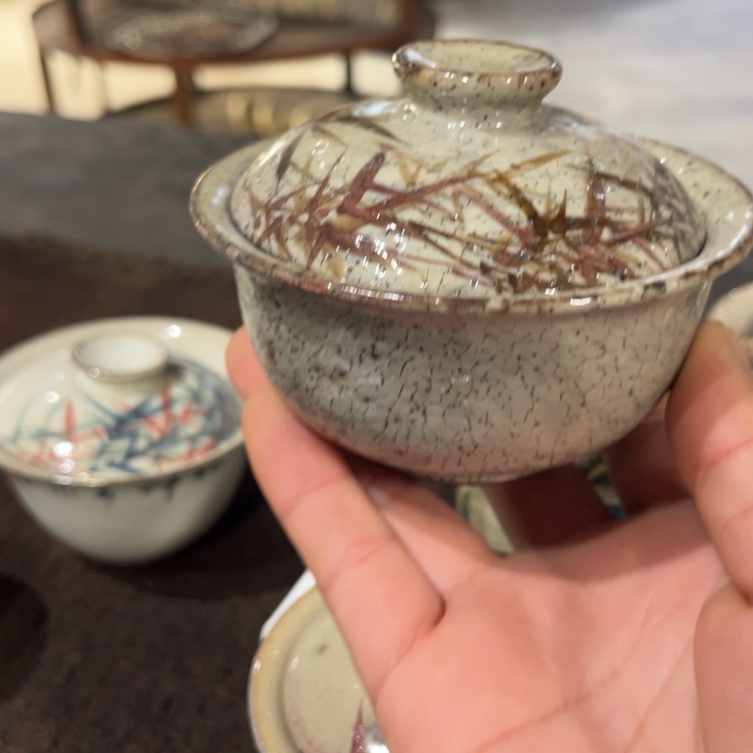 手工 柴烧 大盖碗 