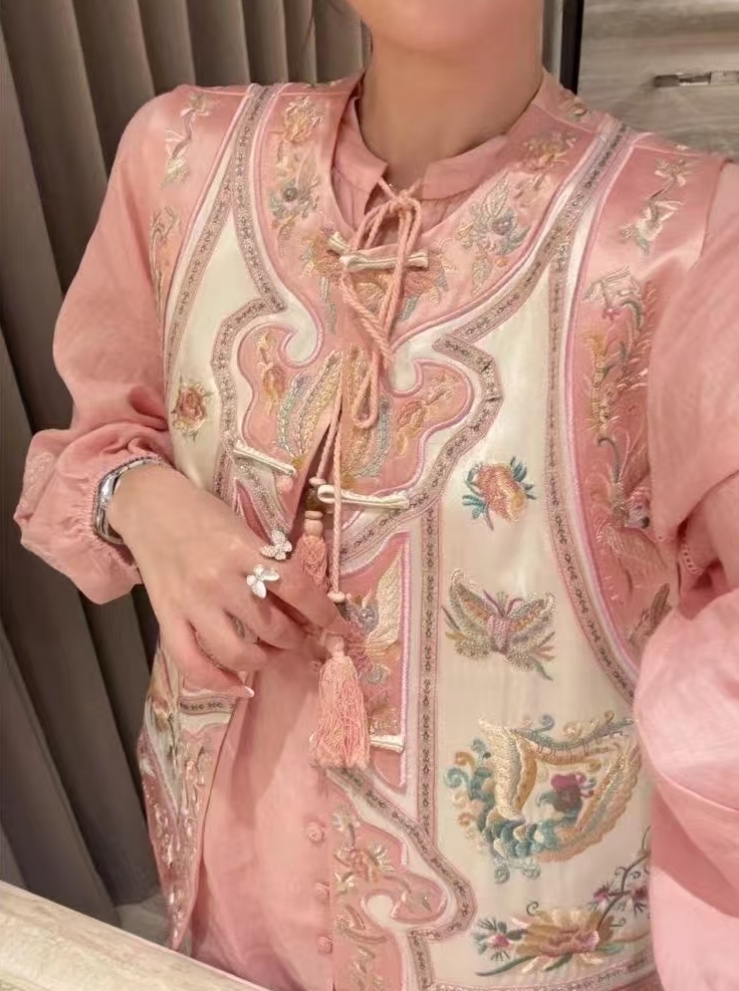 【凤羽蝶澜】新中式中国风刺绣圆领马甲2025C0165-秋秋