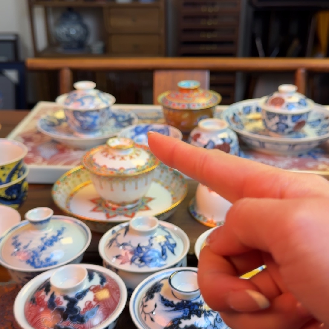 杯我***啊重工龙纹斗彩盖碗加杯子加壶乘纯手绘