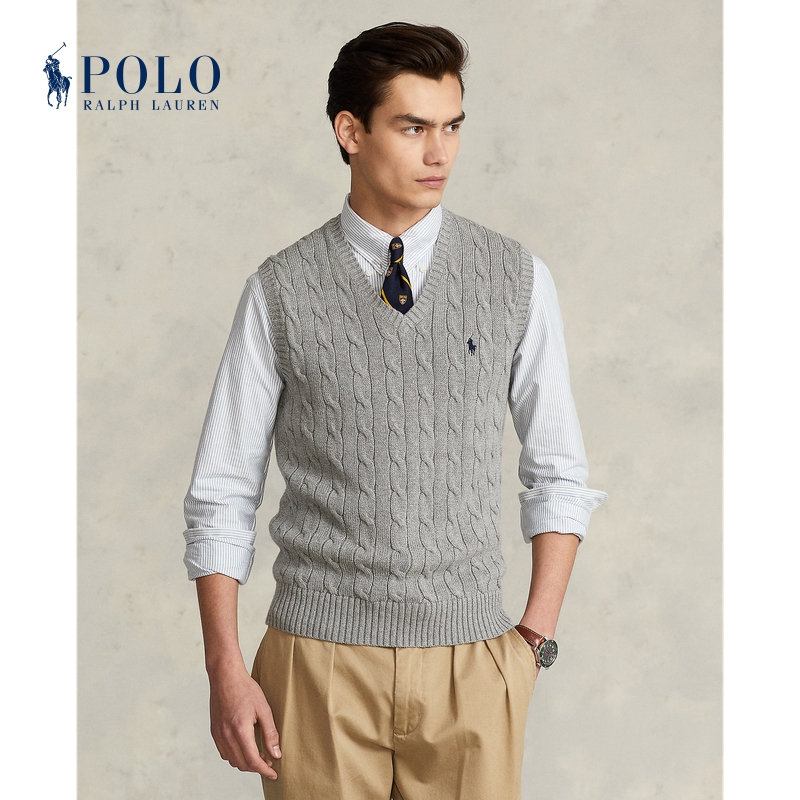 Ralph Lauren拉夫劳伦男装 经典绞花编结棉质针织衫背心710860352