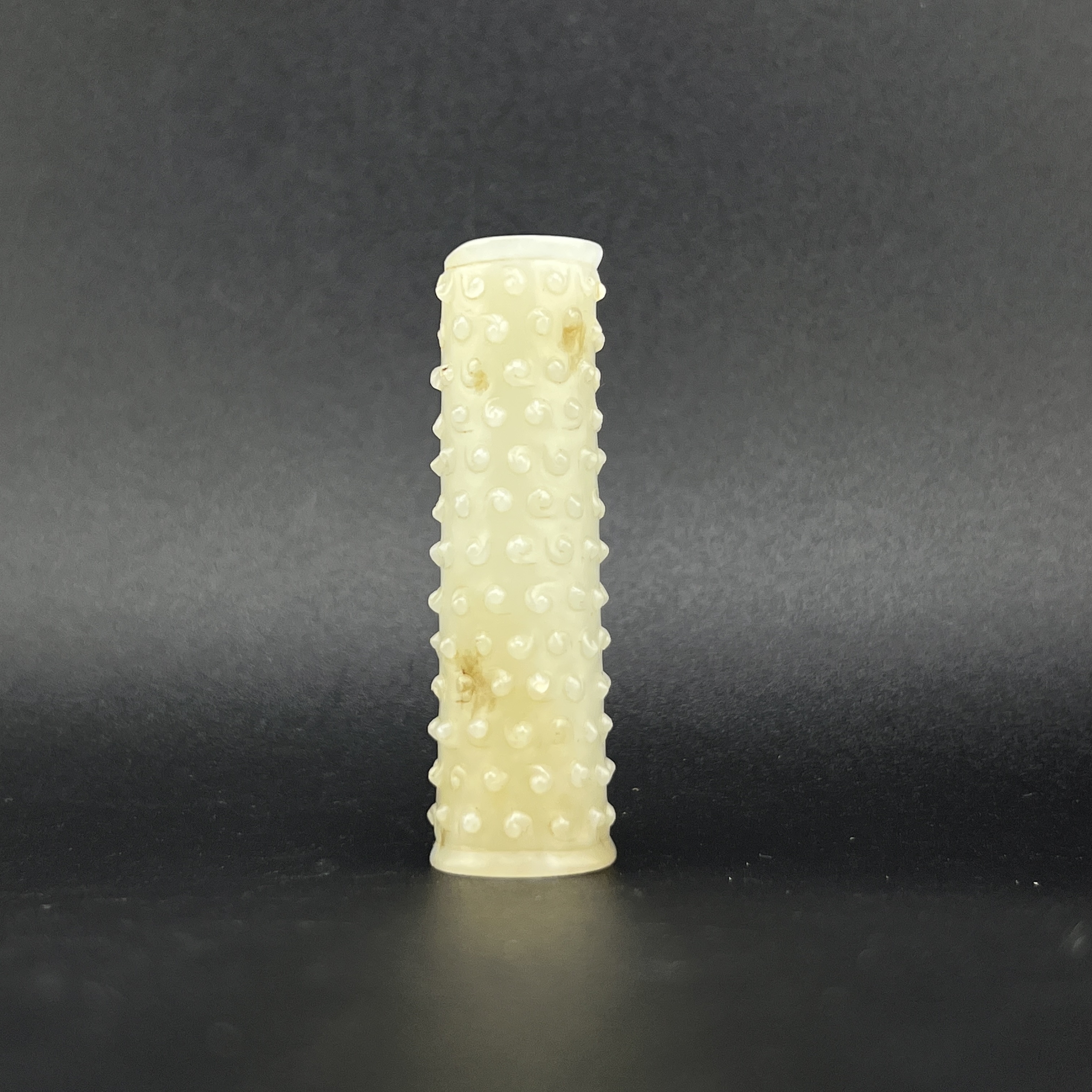 "明代和田玉蝌蚪纹勒子/ DL027035/ 古玩/收藏/德州文物"