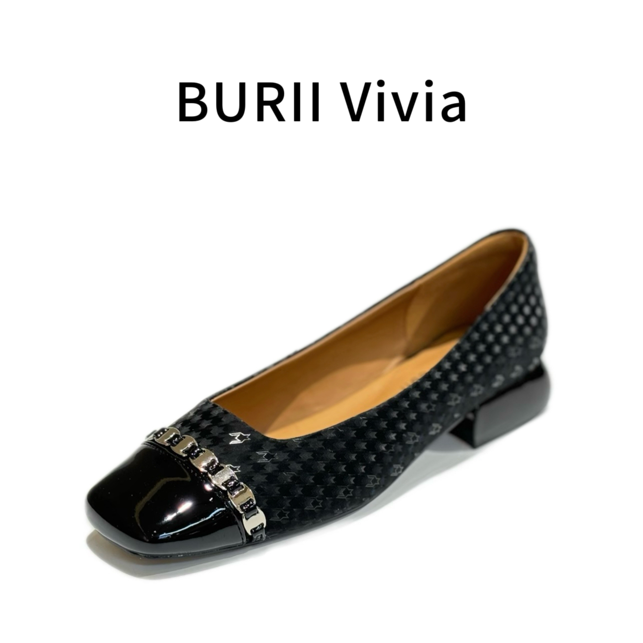 Vivia轻奢联名法式女鞋A088千鸟格低跟时尚休闲单鞋
