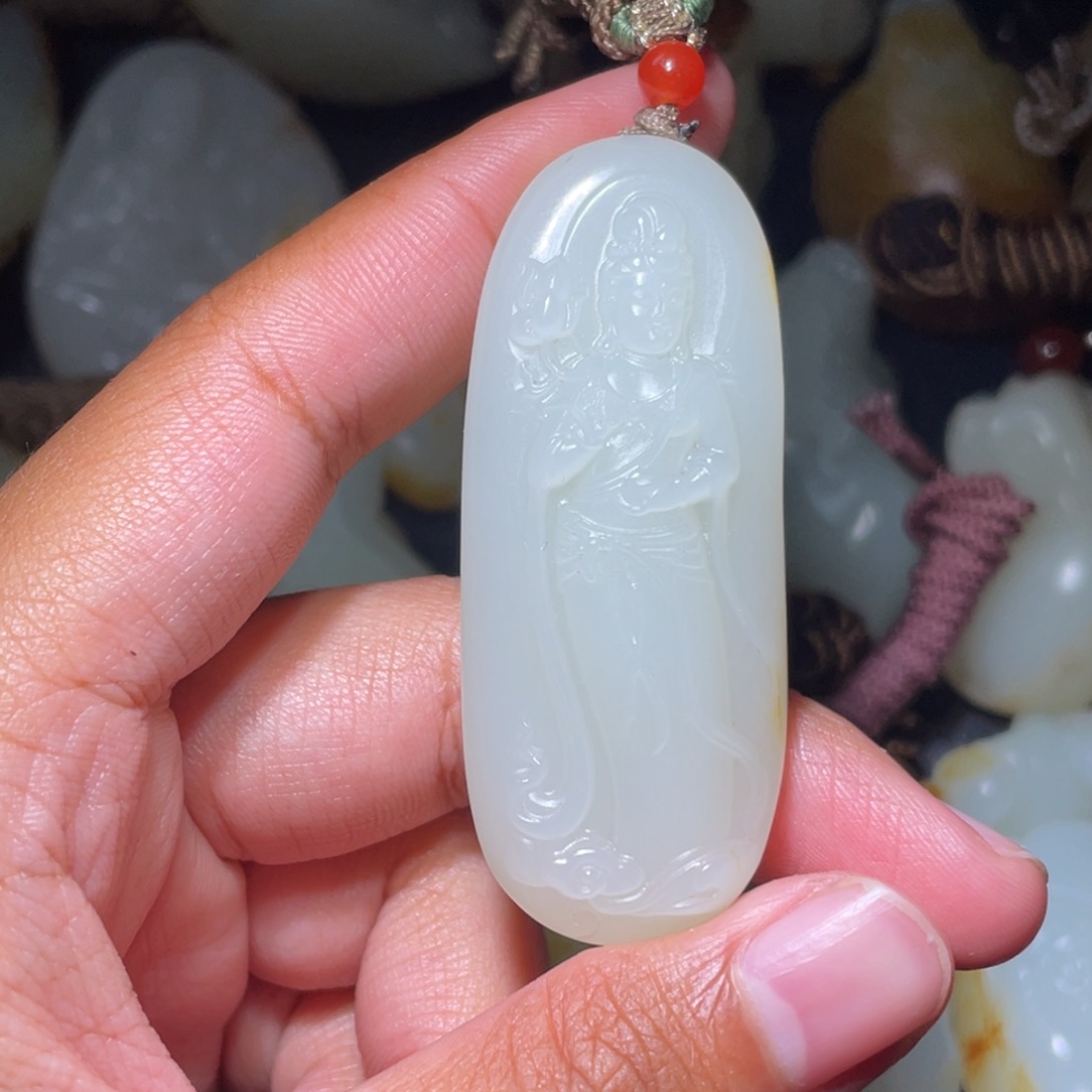 和田玉未镶嵌挂件甲*文