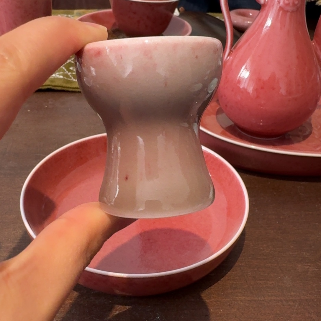 景德镇纯手工豇豆红陶瓷茶具