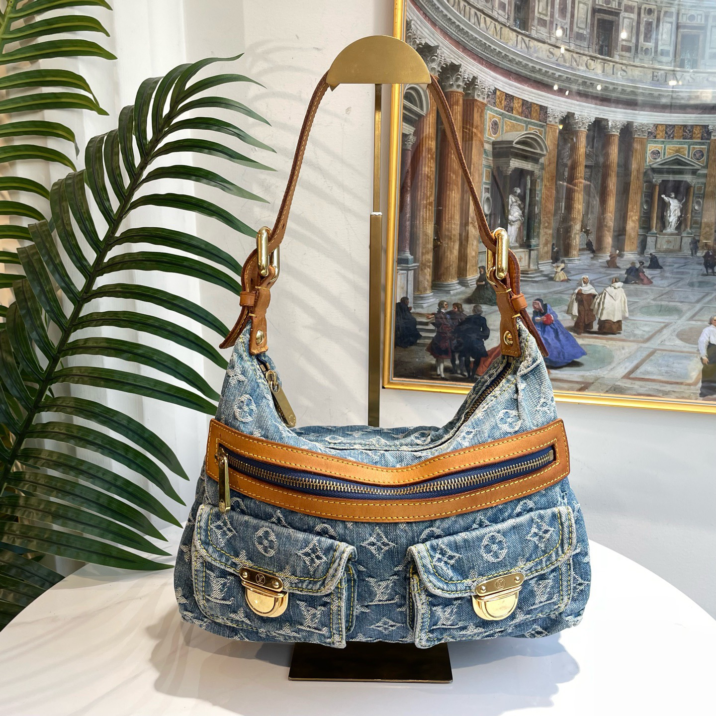 95新 LouisVuitton/路易威登 多宝二奢/58698/baggy丹宁单肩09年