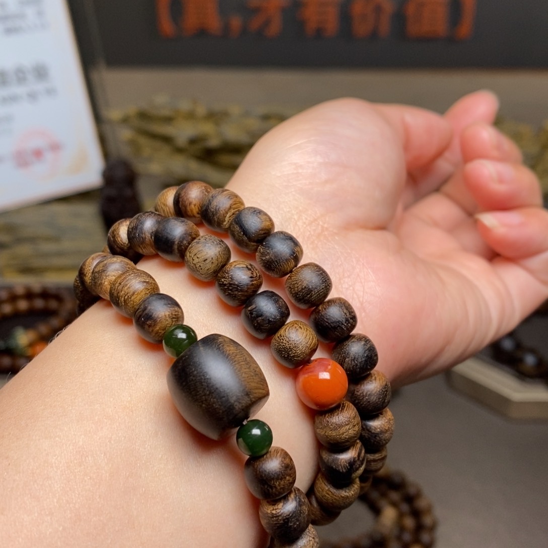 手串沉香越南芽庄瘤疤紫棋楠0.6✖️0.8➕配饰