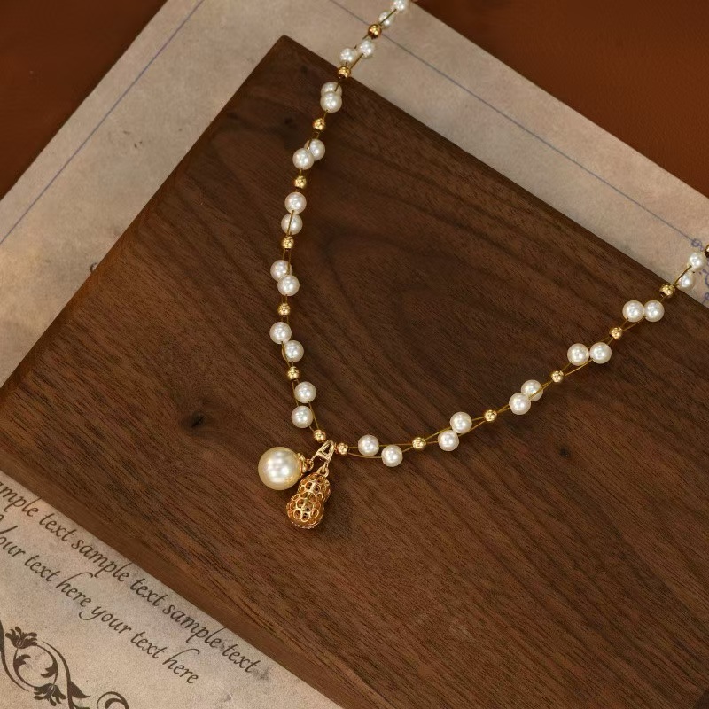 铜合金项链 f121---【好事花生】欧斯伽斯百搭珠珠项链