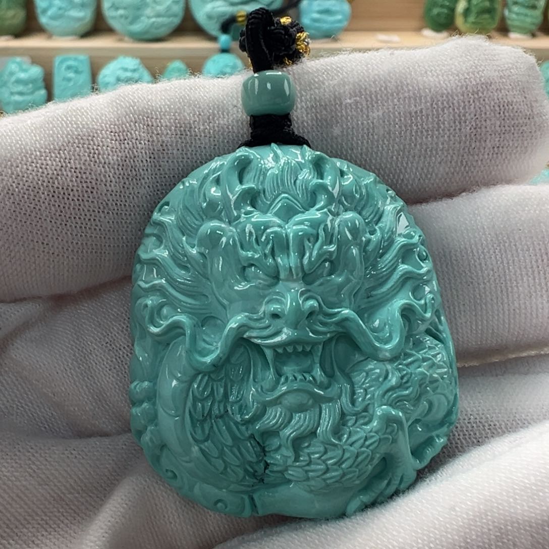 未镶嵌绿松石龙牌 32mm