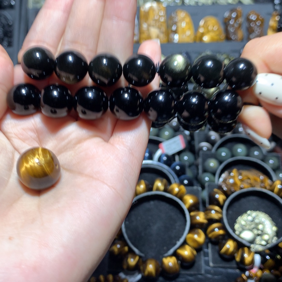 未镶嵌黑曜岩手链美*?定制