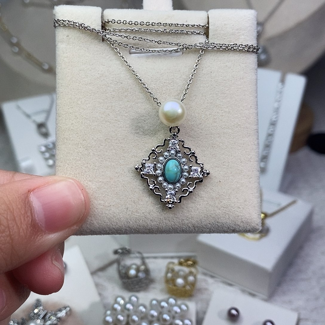 银S925镶嵌淡水珍珠耳饰