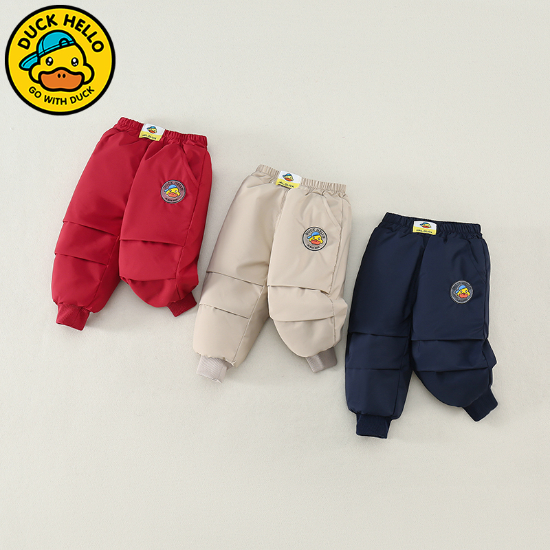 【羽绒蚕丝裤】小黄鸭儿童棉裤有羊毛长裤中小童冬季加绒裤子
