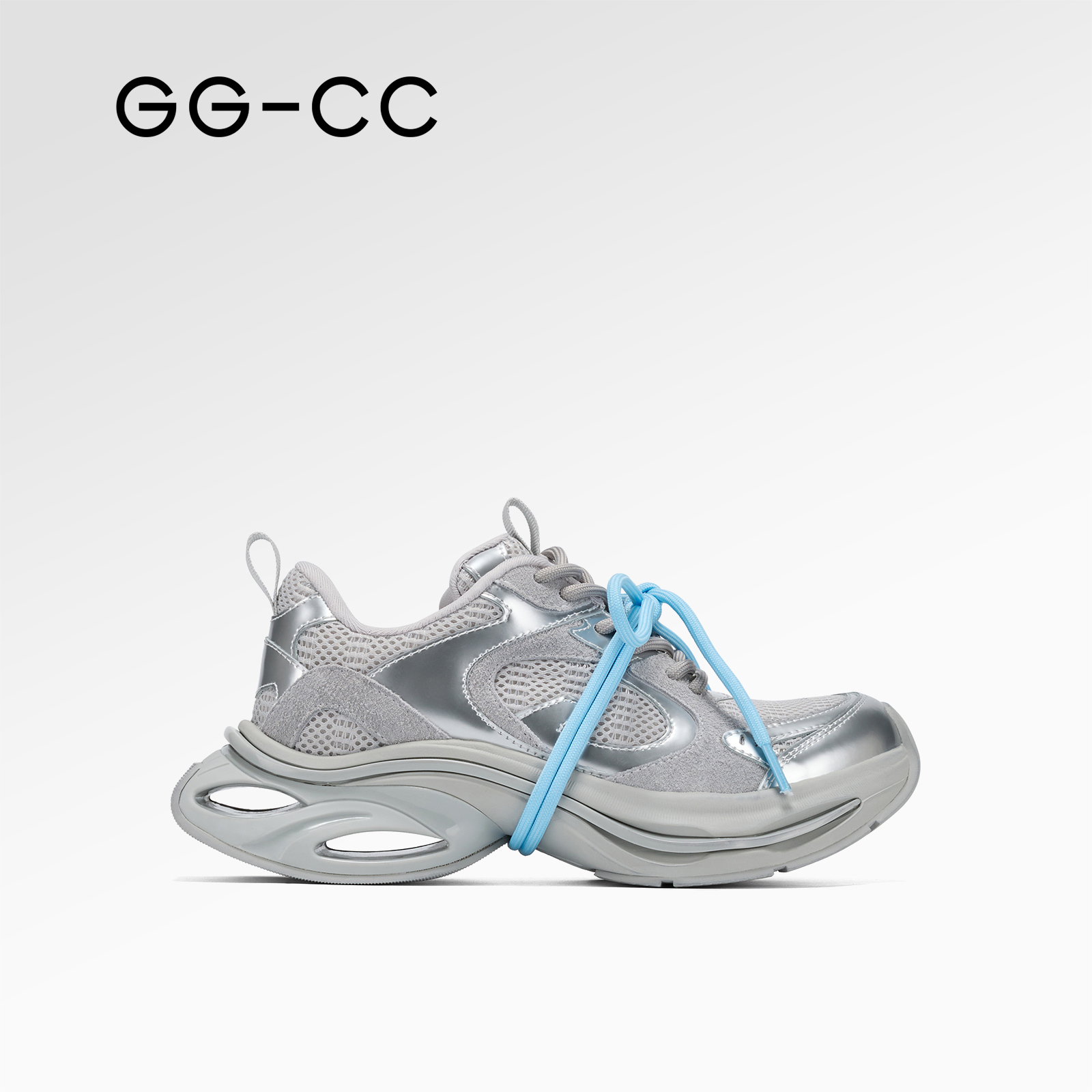 GG-CC【杨超越同款】2025春季新款ins潮厚底银色运动老爹鞋9816