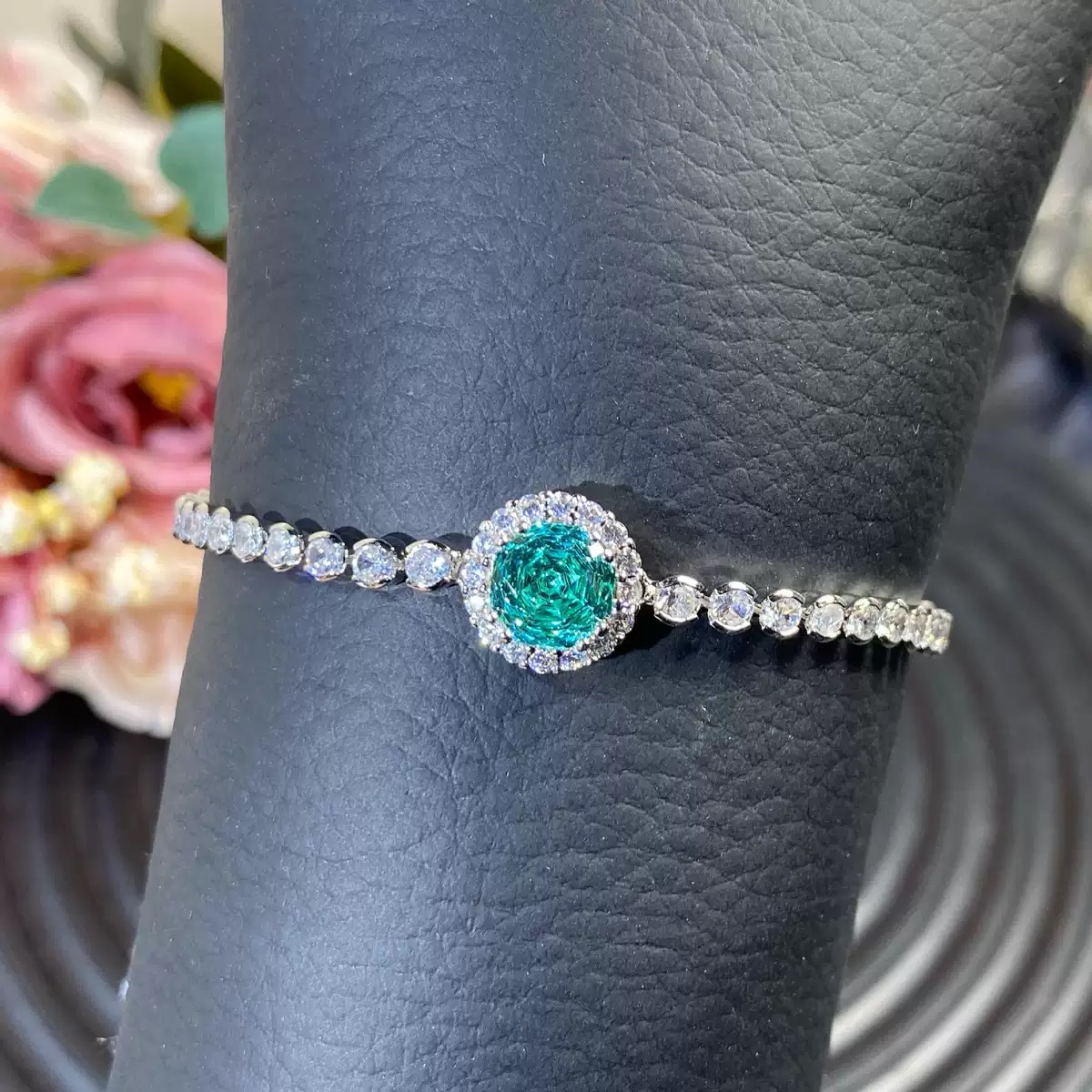 铜合金手链 薄荷绿圆形手链NW8850