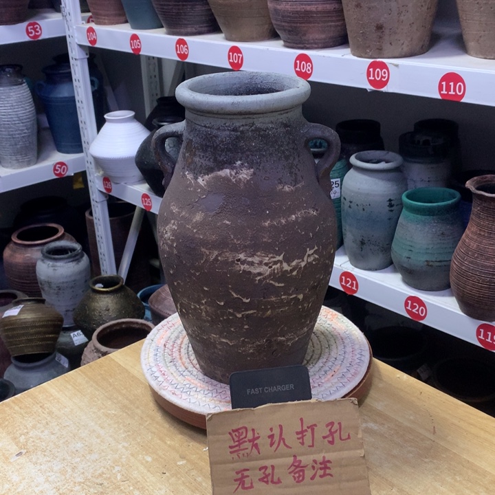 【闪购商品】红陶粗糙盆默认打孔高30口12