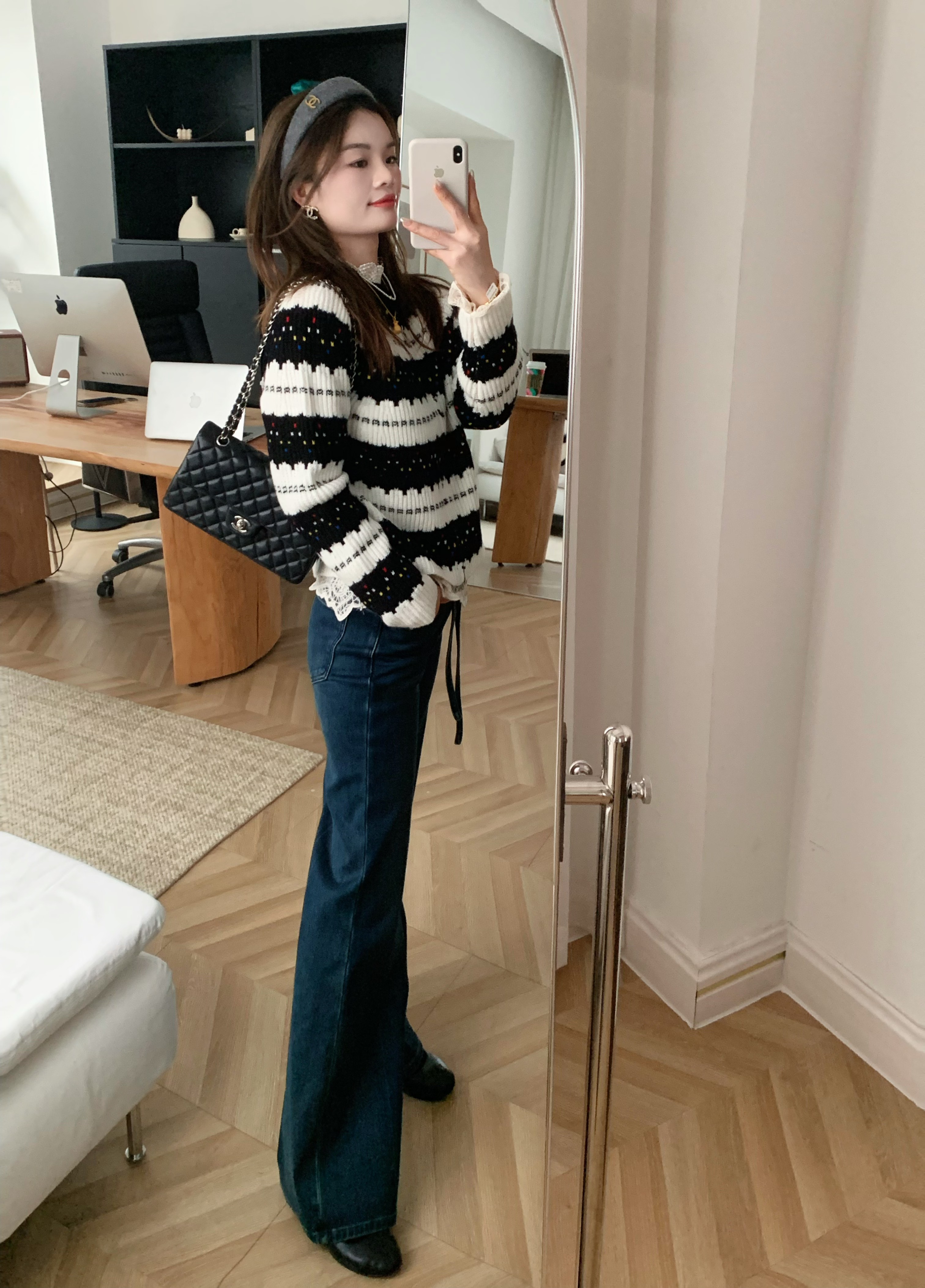 圆领彩色波点虚线提花针织开衫圣诞拉链款外套3227