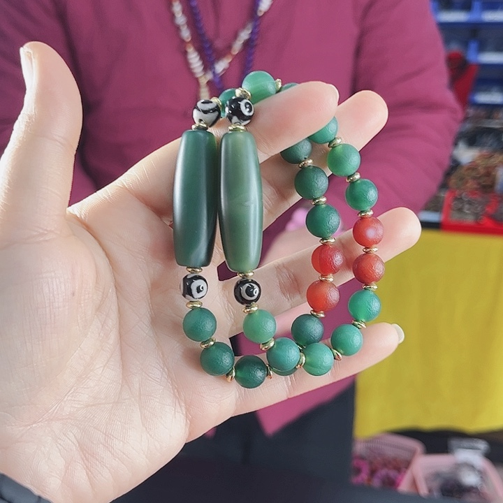 玛瑙手链未镶嵌T17绿度度发其一