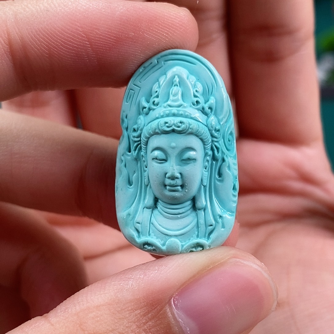 绿松石珠宝奇石未镶嵌唐观音