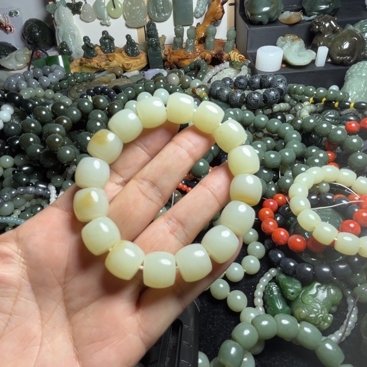 和田玉手串未镶嵌胡*14