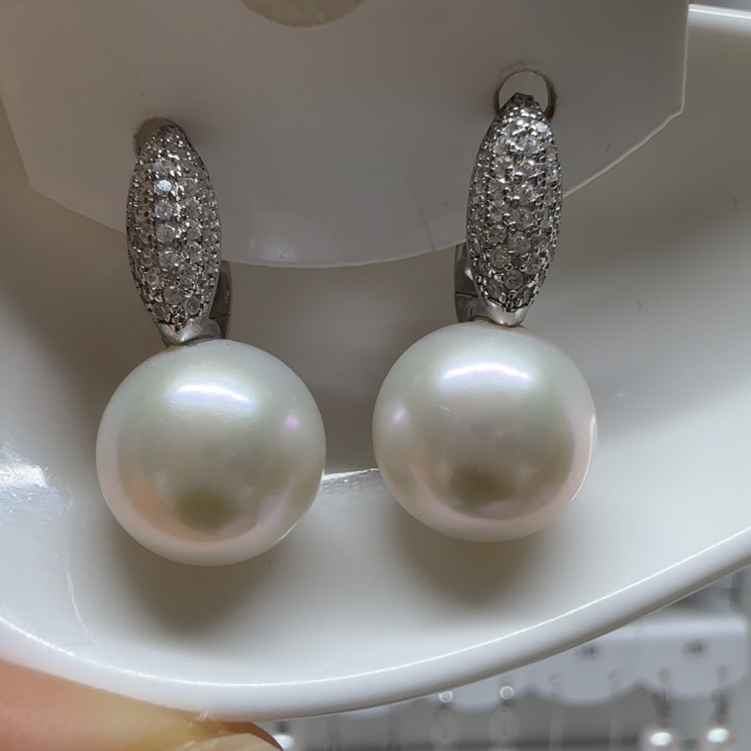 *****银S925镶嵌淡水珍珠耳饰12.3