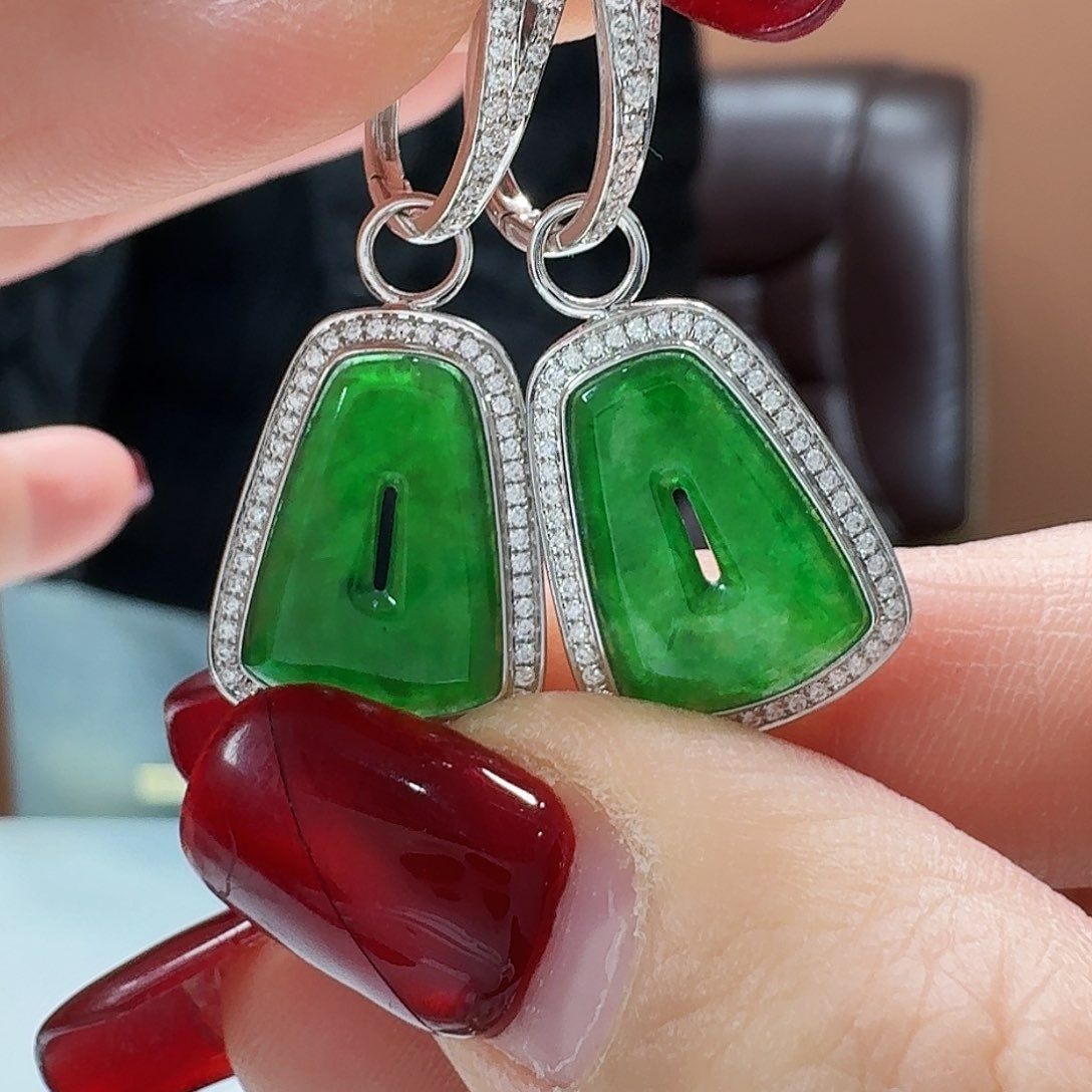 翡翠耳饰18K金镶嵌佛****司耳饰