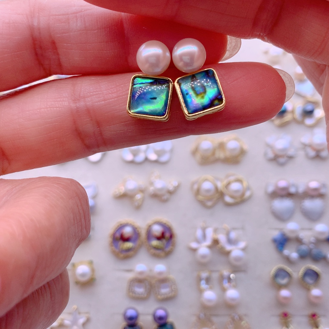 合金淡水珍珠耳饰