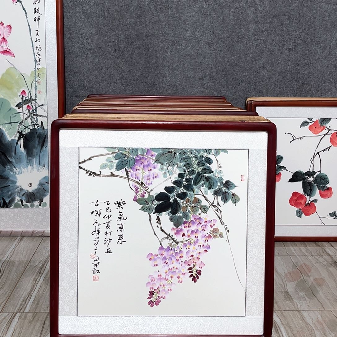 国画书画作品带框63×63