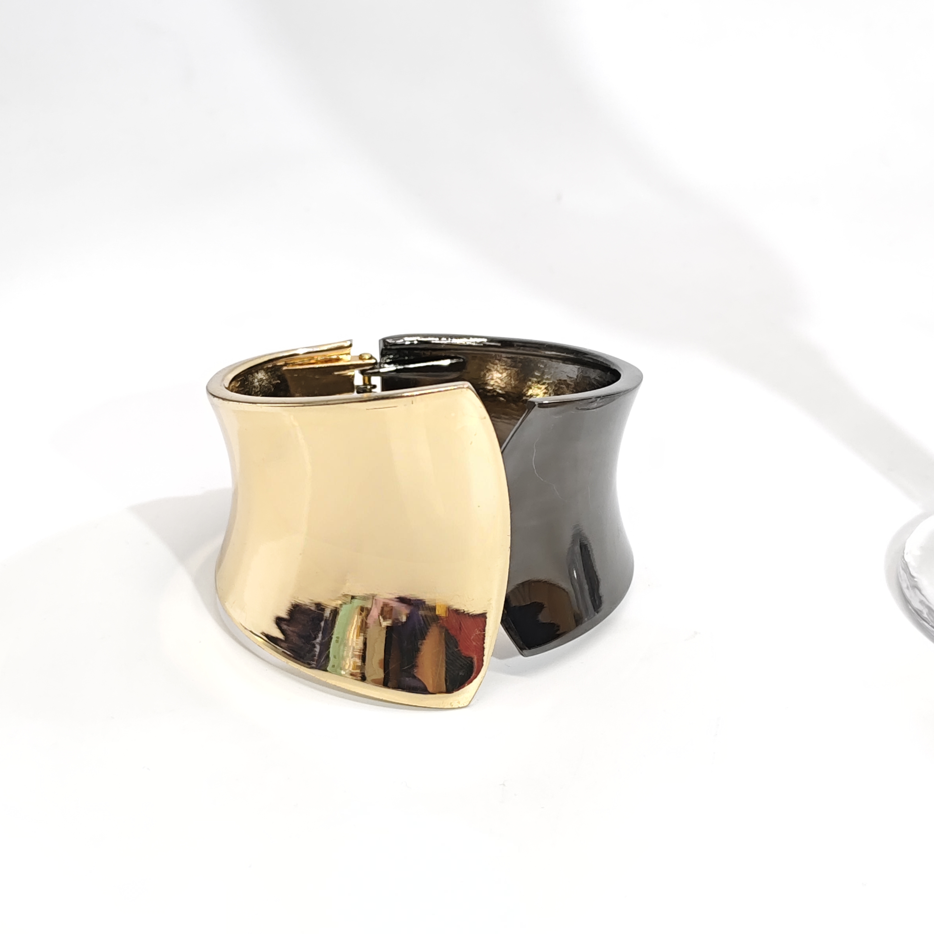 铜合金手镯 1182欧美百搭双色拼接不对称手镯简约个性气质